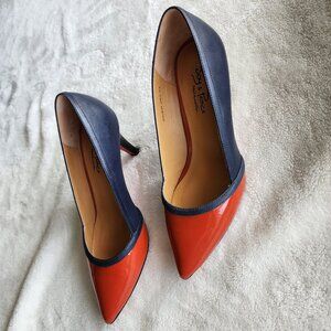 Joy & Peace Navy & Red Leather Heels